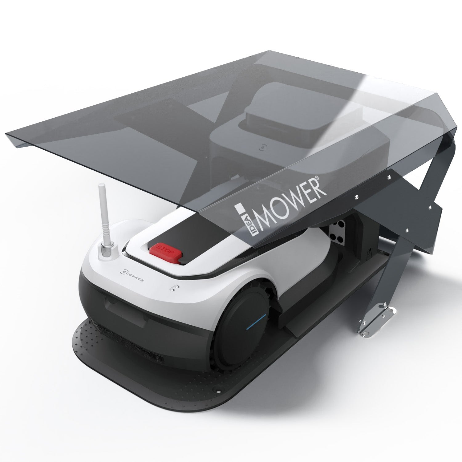Robot tagliaerba Ecovacs GOAT sotto il garage protettivo Mobius